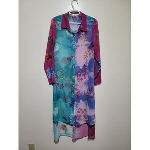 Soft Surroundings Tunic Women S Multi Color Floral Sheer High Low Shirt